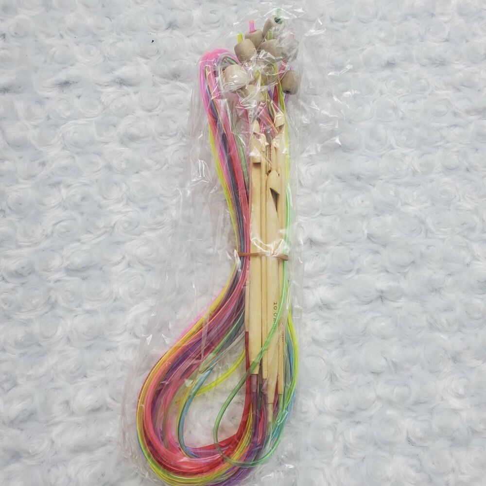 Tunisian Afghan Hooks Crochet Hook Set Assorted Multicolor New End Stoppers